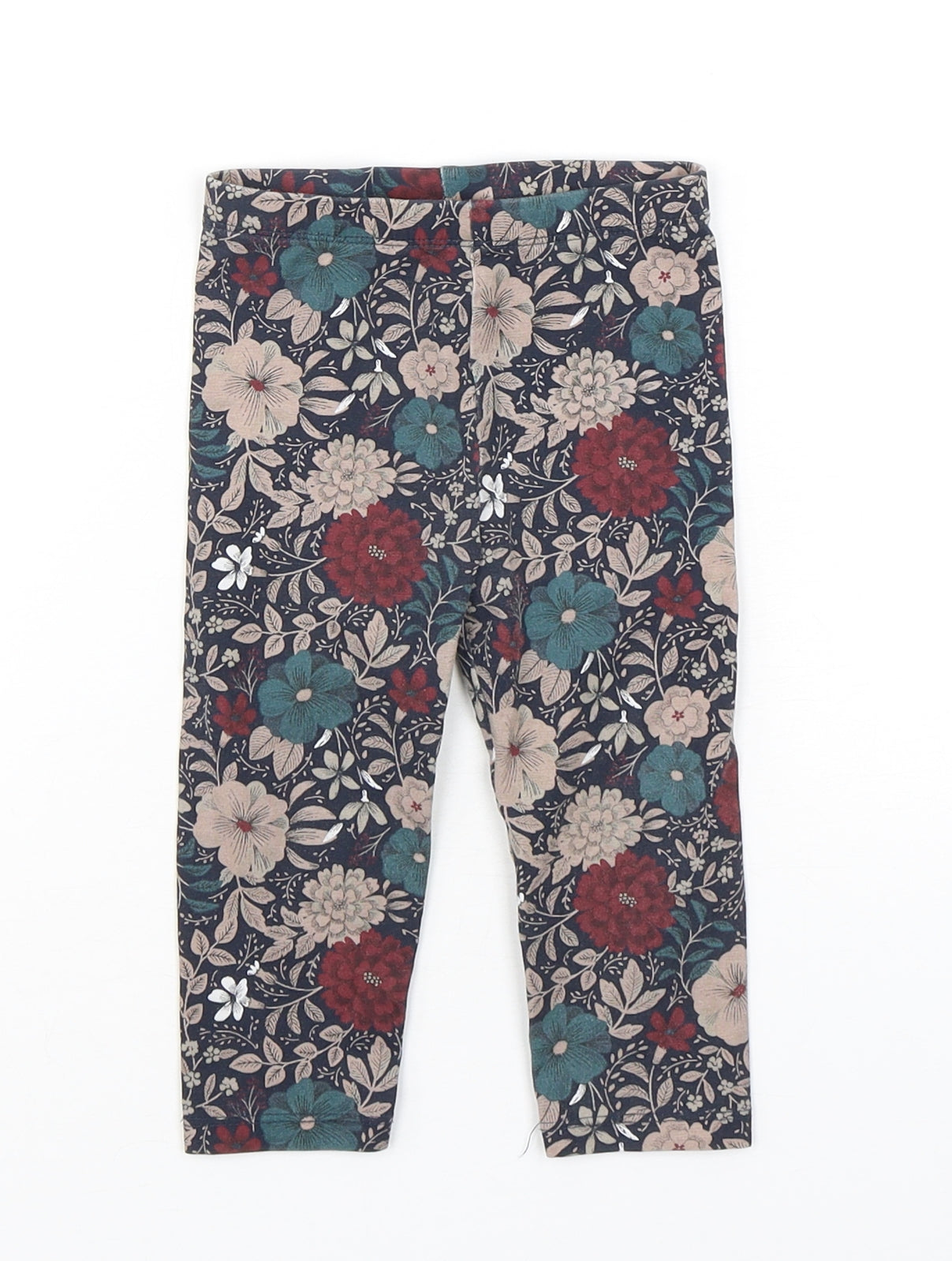 TU Girls Multicoloured Floral Cotton Sweatpants Trousers Size 9-12 Months