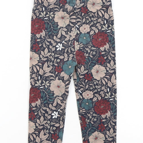 TU Girls Multicoloured Floral Cotton Sweatpants Trousers Size 9-12 Months