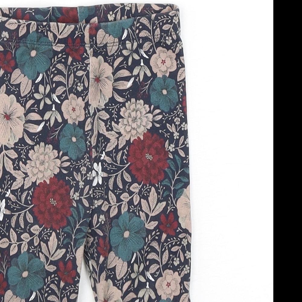 TU Girls Multicoloured Floral Cotton Sweatpants Trousers Size 9-12 Months
