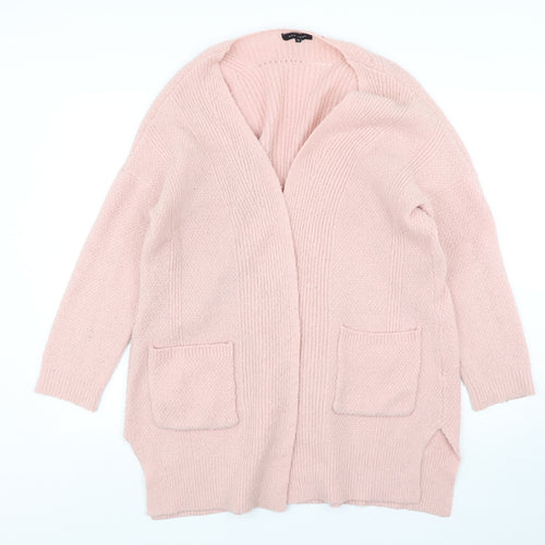New Look Womens Pink V-Neck  Acrylic Cardigan Jumper Size 12