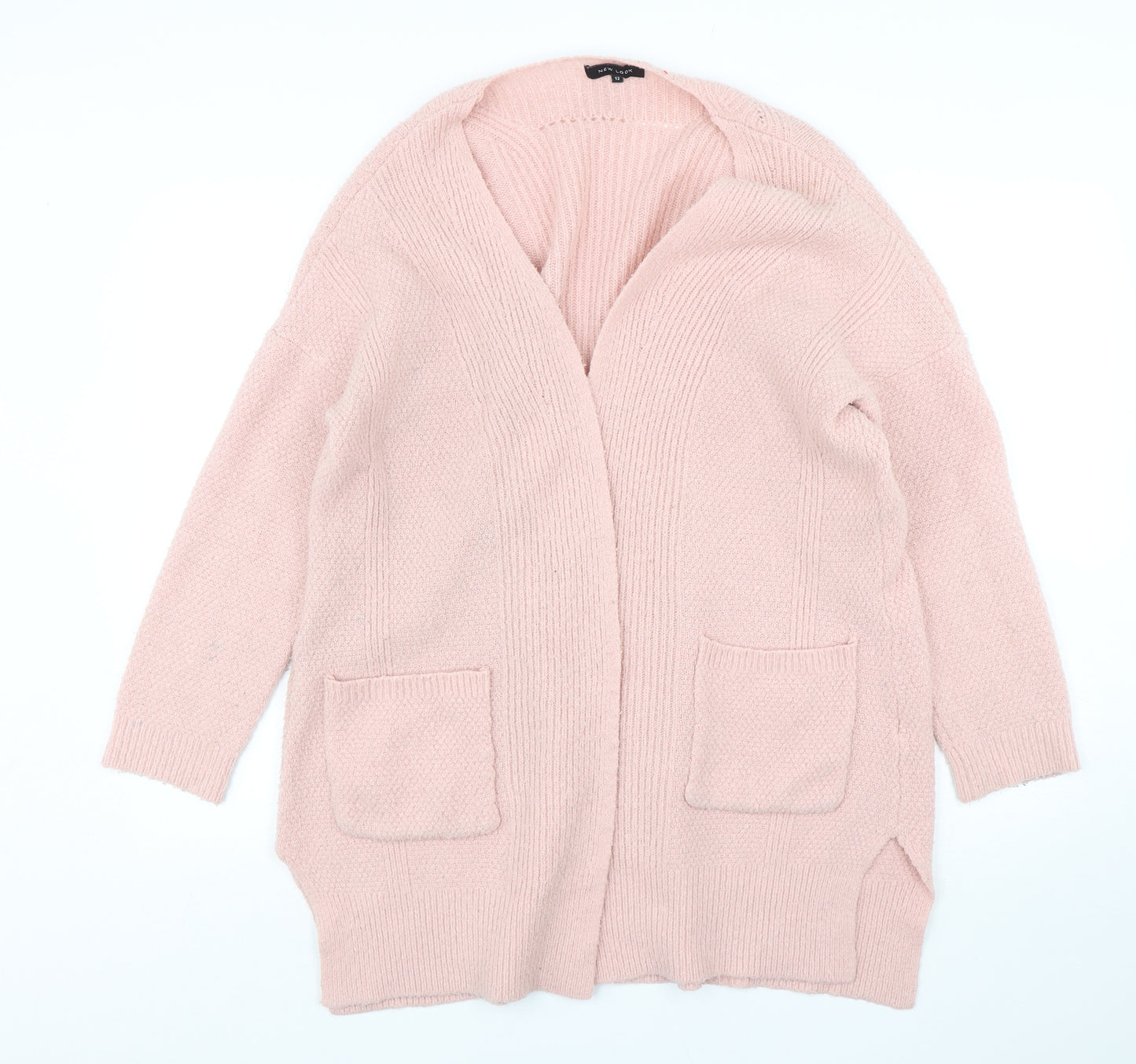 New Look Womens Pink V-Neck  Acrylic Cardigan Jumper Size 12
