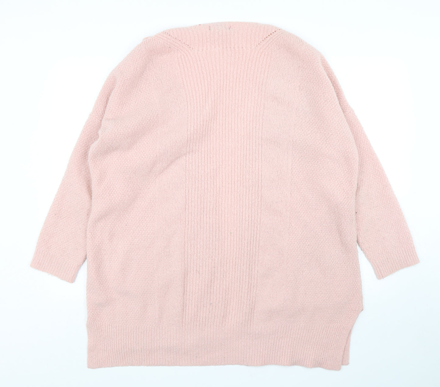 New Look Womens Pink V-Neck  Acrylic Cardigan Jumper Size 12