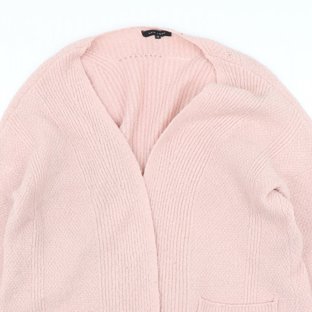 New Look Womens Pink V-Neck  Acrylic Cardigan Jumper Size 12