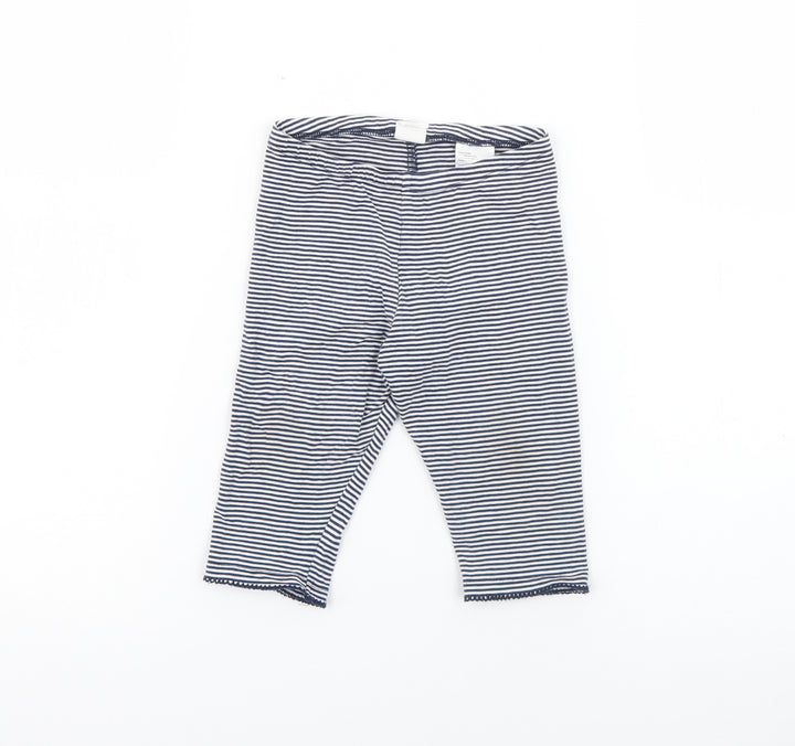 H&M Girls Blue Striped Cotton Pedal Pusher Trousers Size 2 Years  Regular