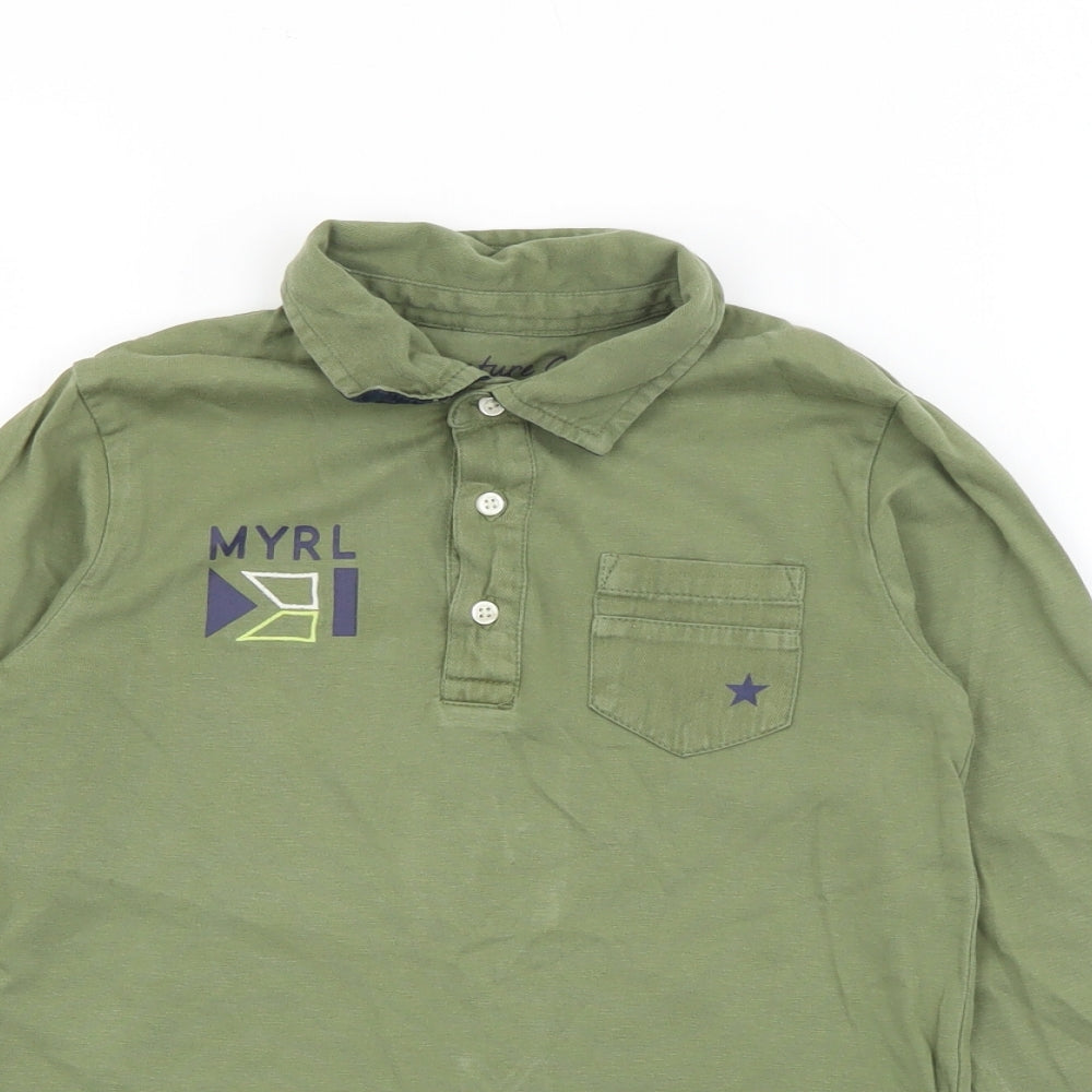 Mayoral Boys Green  Cotton Pullover Polo Size 6 Years Collared Button