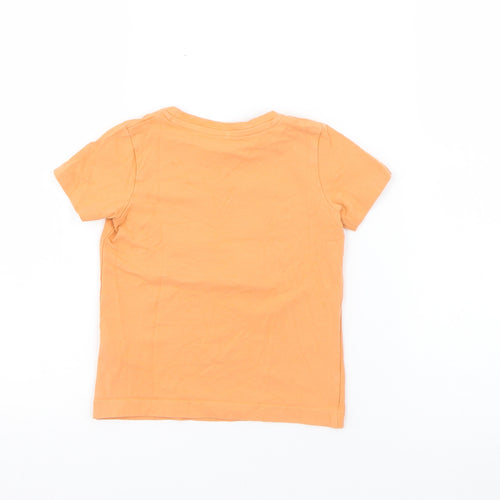 name it Girls Orange  Cotton Pullover T-Shirt Size 9-12 Months Crew Neck