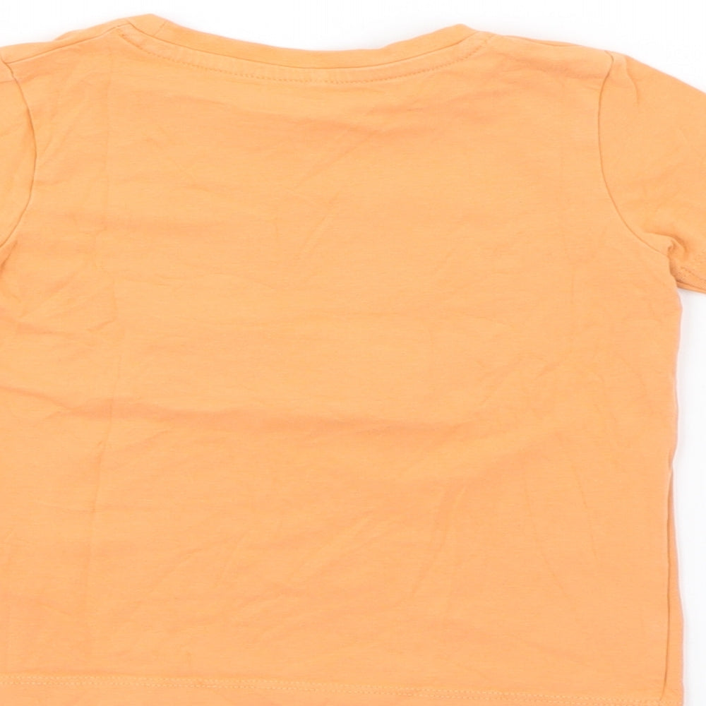 name it Girls Orange  Cotton Pullover T-Shirt Size 9-12 Months Crew Neck