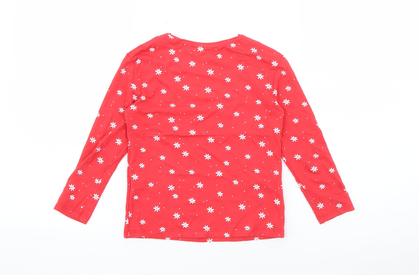 RTR Girls Red Geometric Cotton Pullover T-Shirt Size 5 Years Crew Neck
