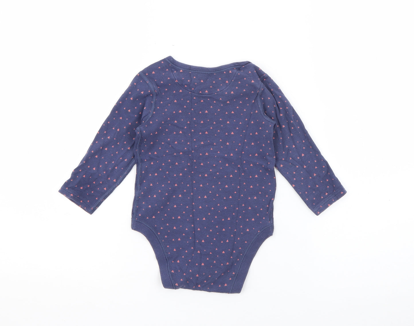 Marks and Spencer Baby Blue Geometric Cotton Pullover T-Shirt Size 12-18 Months Crew Neck Snap