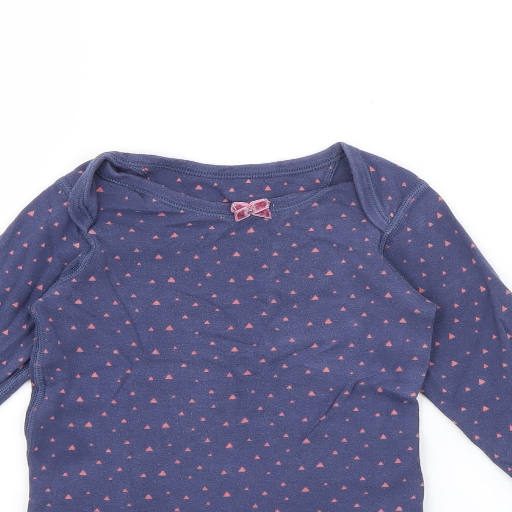 Marks and Spencer Baby Blue Geometric Cotton Pullover T-Shirt Size 12-18 Months Crew Neck Snap