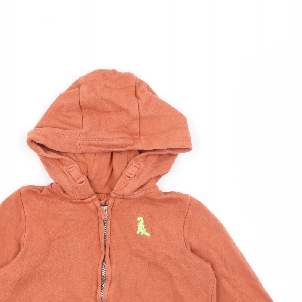 F&F Baby Orange   Jacket  Size 12-18 Months   Zip - Dinosaur