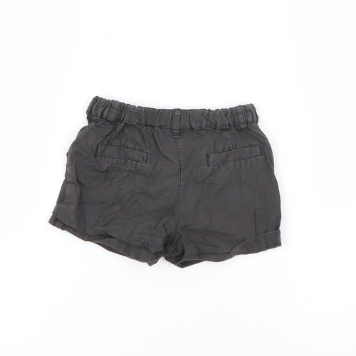 NEXT Baby Grey  Cotton Cropped Trousers Size 9-12 Months  Button
