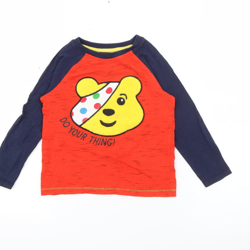 George Boys Red Crew Neck  Cotton Pullover Jumper Size 2-3 Years   - Pudsey