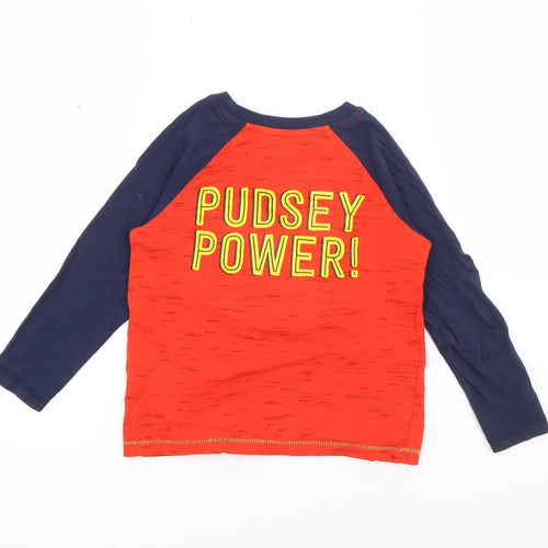 George Boys Red Crew Neck  Cotton Pullover Jumper Size 2-3 Years   - Pudsey