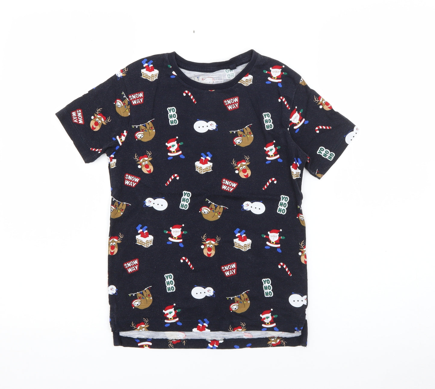 NEXT Boys Blue Geometric Cotton Pullover T-Shirt Size 6 Years Crew Neck