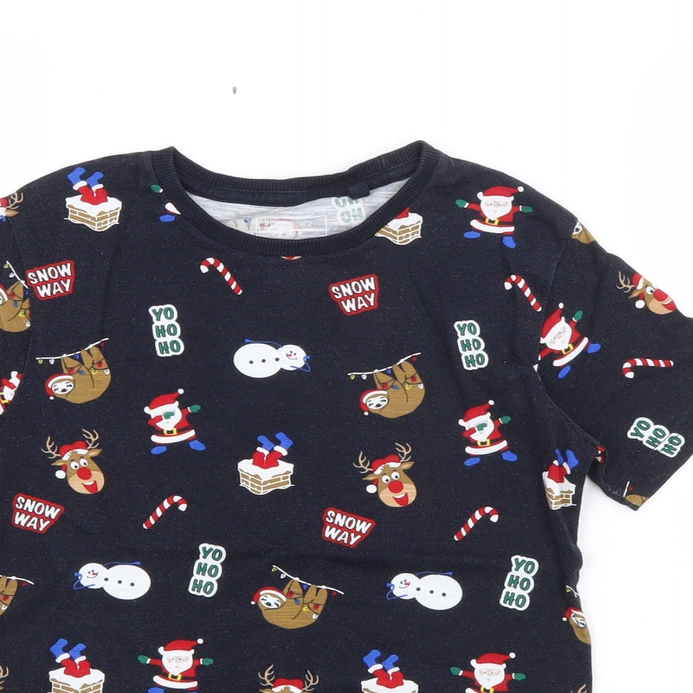 NEXT Boys Blue Geometric Cotton Pullover T-Shirt Size 6 Years Crew Neck