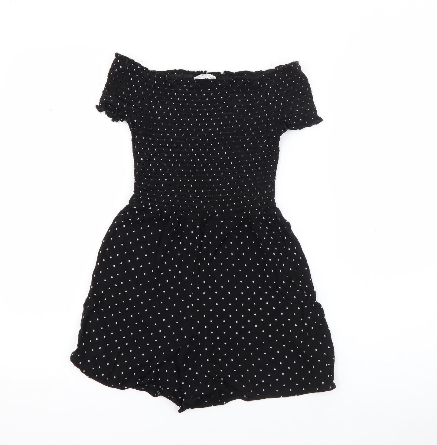 Primark Girls Black Polka Dot Viscose Playsuit One-Piece Size 11-12 Years