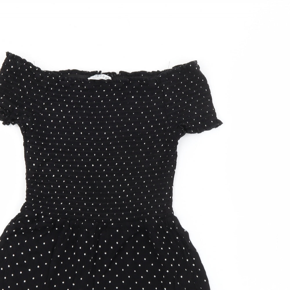 Primark Girls Black Polka Dot Viscose Playsuit One-Piece Size 11-12 Years