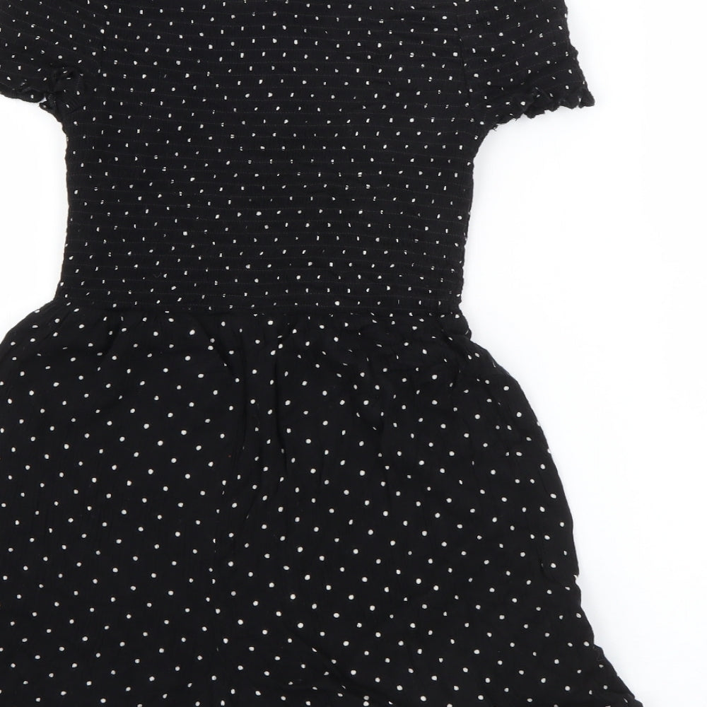 Primark Girls Black Polka Dot Viscose Playsuit One-Piece Size 11-12 Years