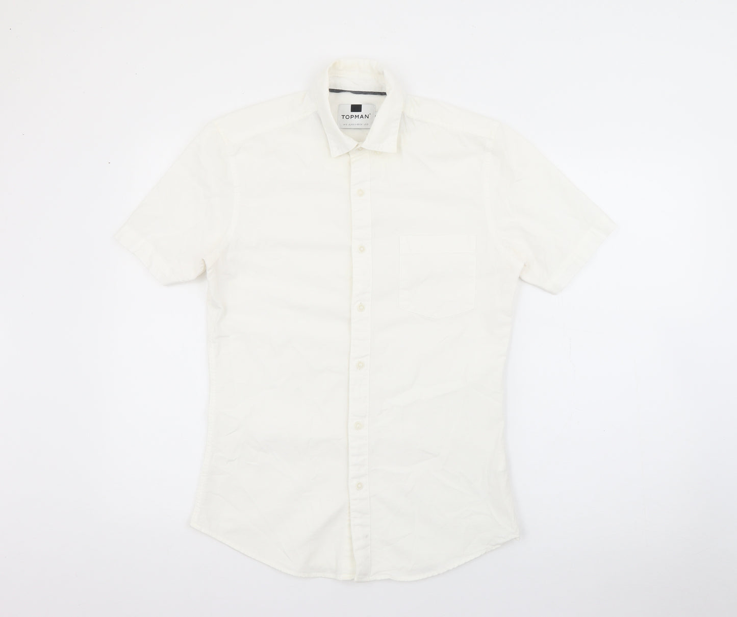 Topman Mens Ivory  Cotton  Button-Up Size S Collared Button