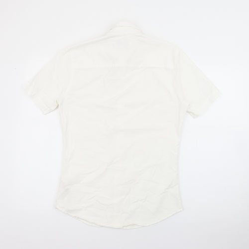 Topman Mens Ivory  Cotton  Button-Up Size S Collared Button