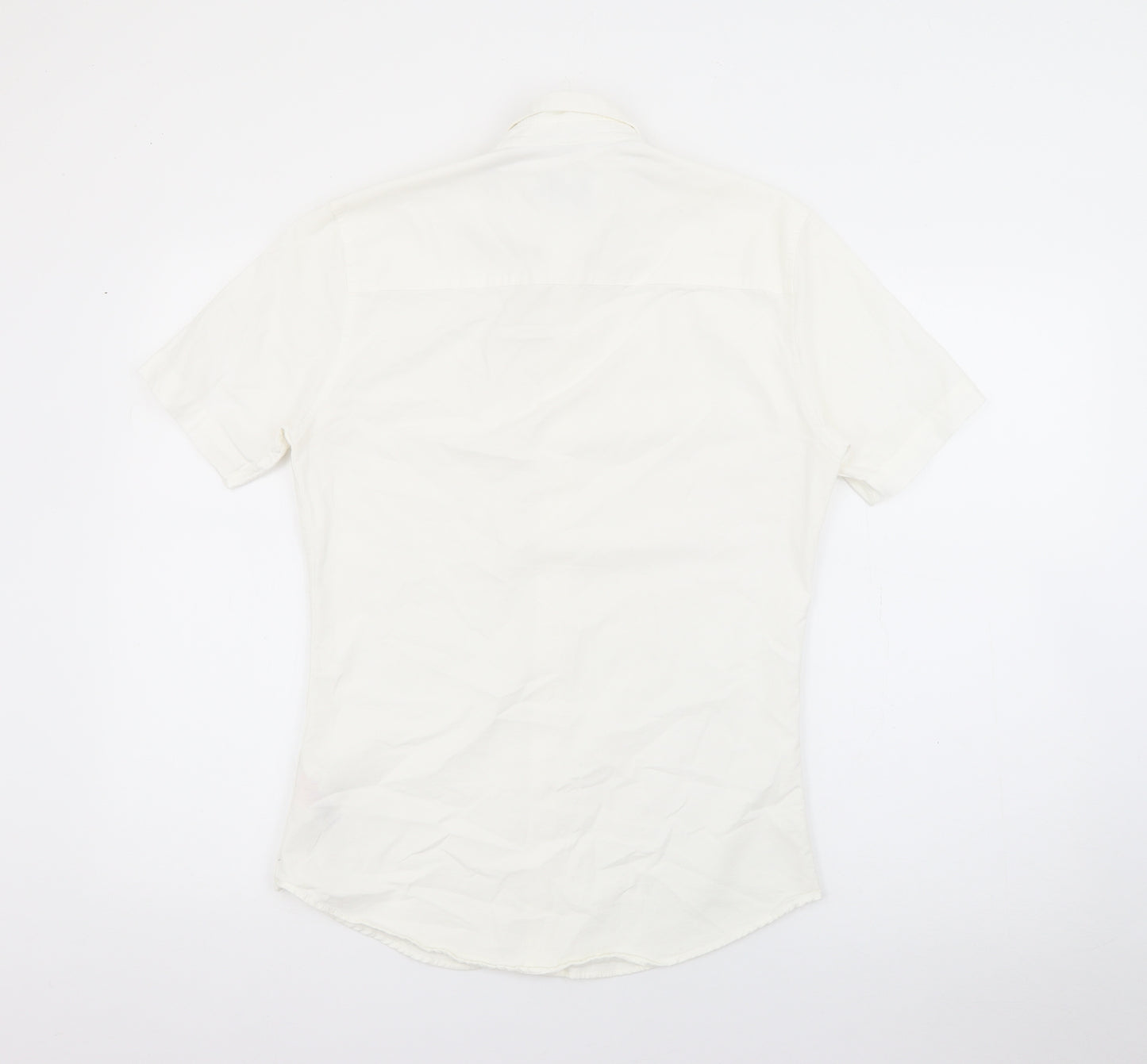 Topman Mens Ivory  Cotton  Button-Up Size S Collared Button