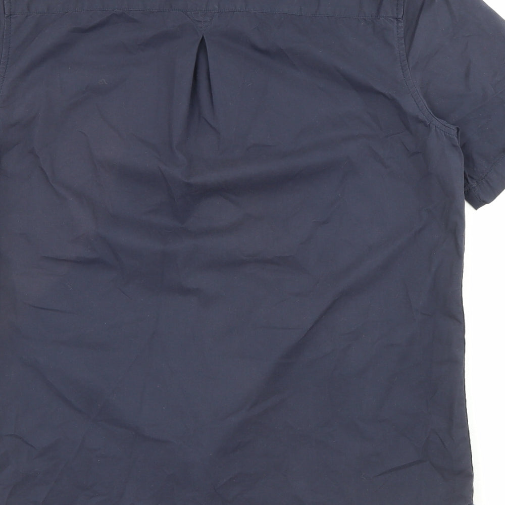 River Island Mens Blue  Cotton  Button-Up Size S Collared Button