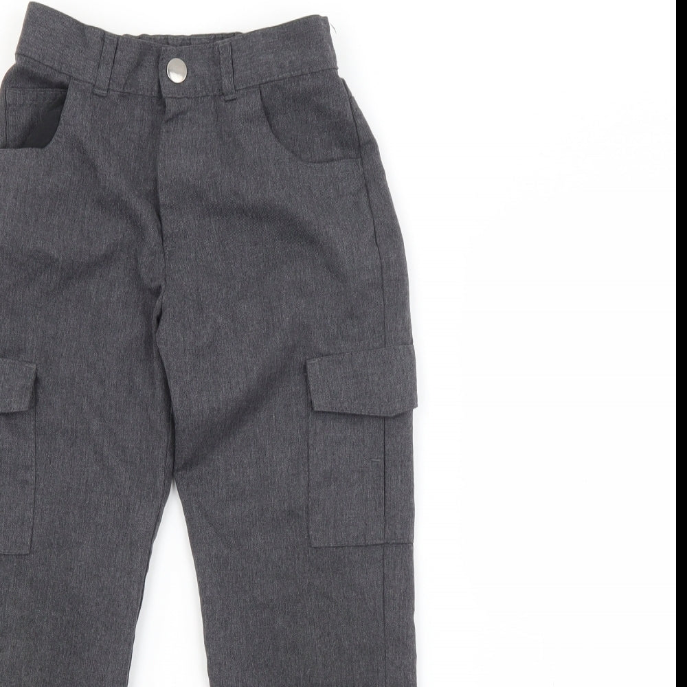 George Boys Grey  Polyester Cargo Trousers Size 6-7 Years  Regular Button