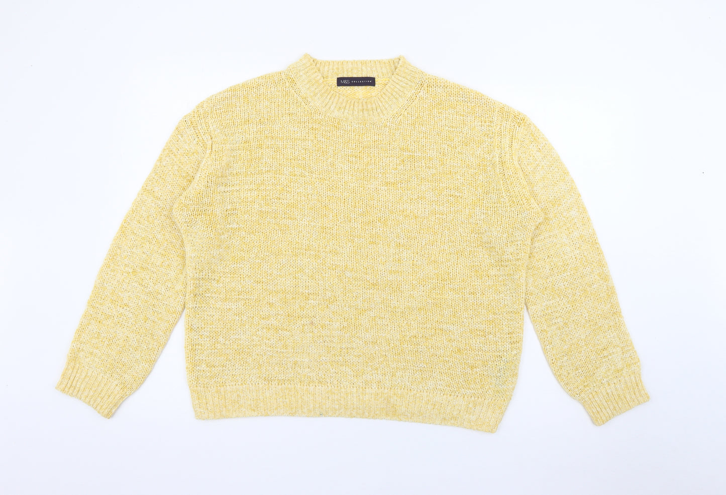 Marks and Spencer Womens Yellow Crew Neck  Acrylic Pullover Jumper Size M