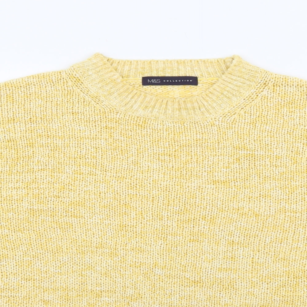 Marks and Spencer Womens Yellow Crew Neck  Acrylic Pullover Jumper Size M
