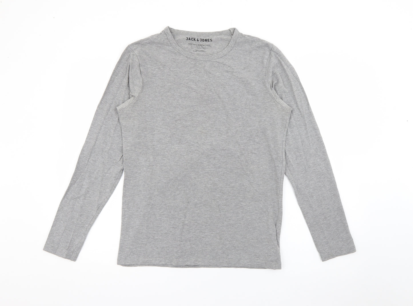 JACK & JONES Mens Grey  Cotton  T-Shirt Size M Crew Neck