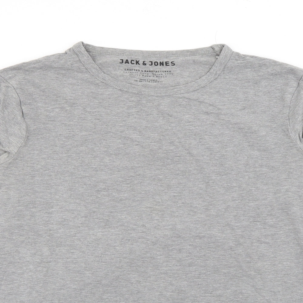 JACK & JONES Mens Grey  Cotton  T-Shirt Size M Crew Neck