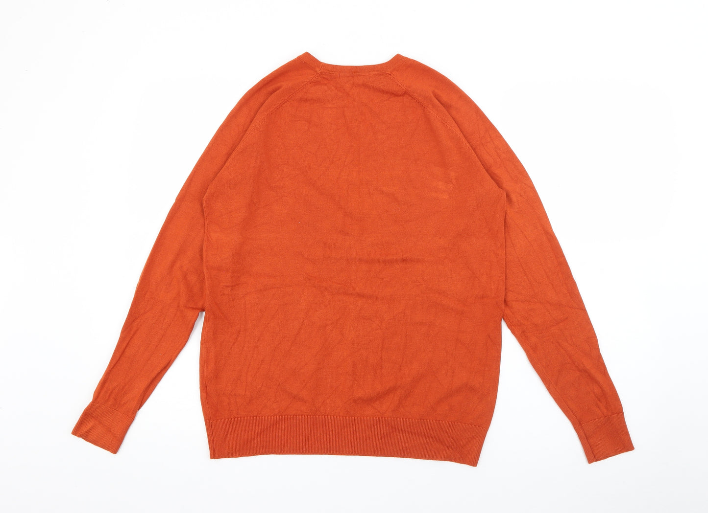 Dunnes Stores Womens Orange Crew Neck  Viscose Pullover Jumper Size L