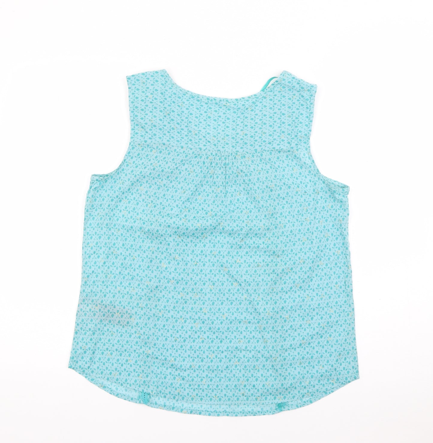 MANTARAY  Womens Blue Geometric Cotton Camisole Tank Size 10 V-Neck