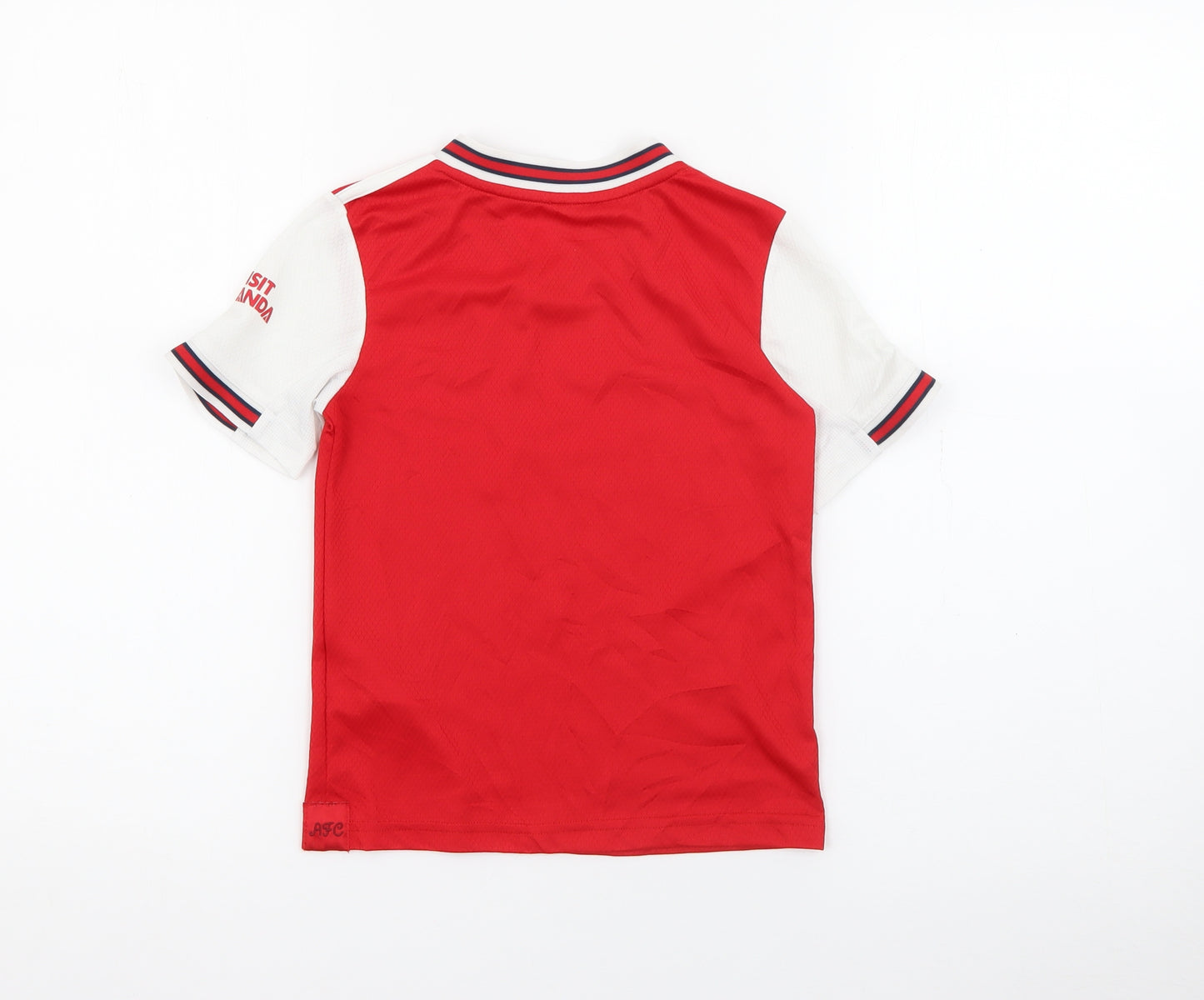 adidas Boys Red  Polyester Pullover T-Shirt Size 5-6 Years V-Neck  - Arsenal
