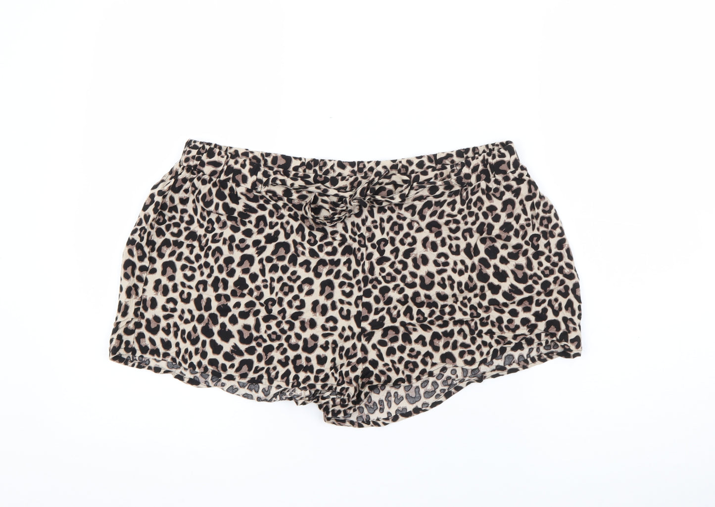 Primark Womens Beige Animal Print Viscose Capri Lounge Pants Size 14