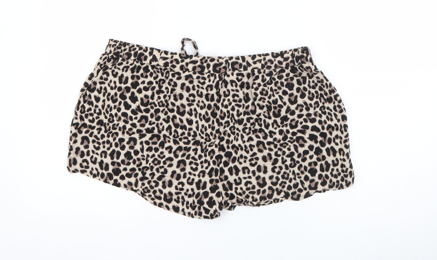 Primark Womens Beige Animal Print Viscose Capri Lounge Pants Size 14