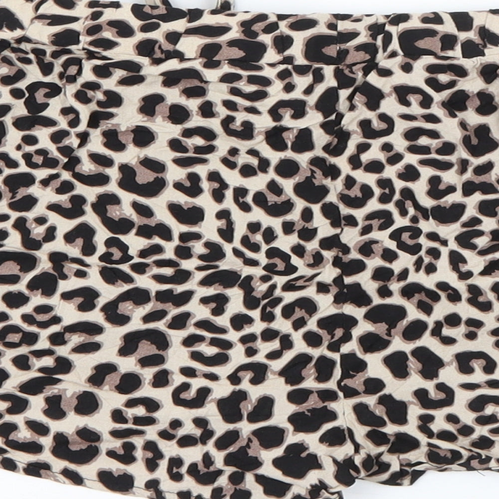 Primark Womens Beige Animal Print Viscose Capri Lounge Pants Size 14