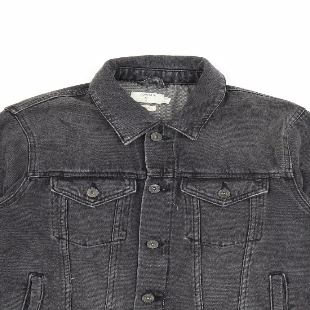 Topman Mens Black   Jacket  Size XS  Button