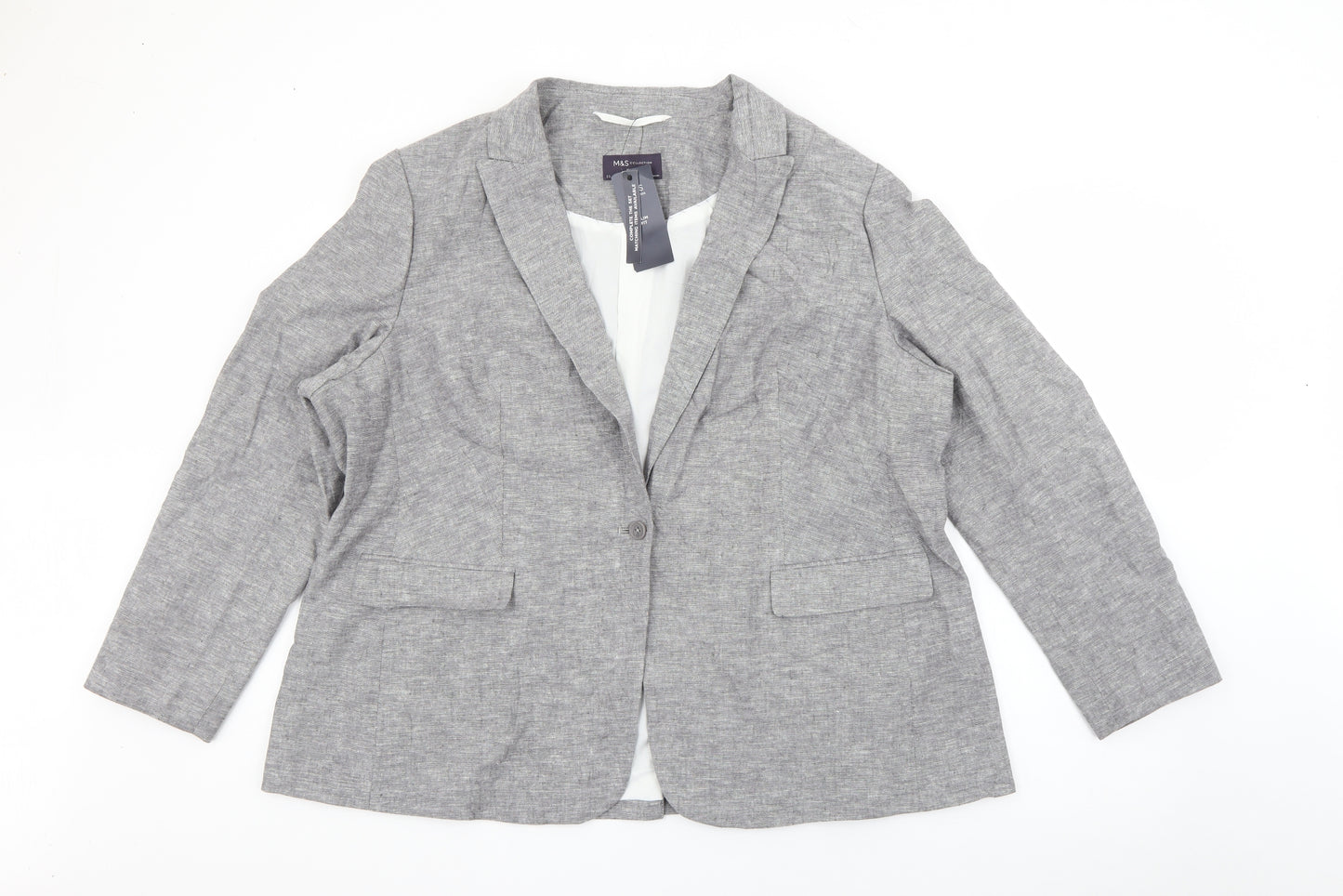 Marks and Spencer Womens Green  Flax Jacket Blazer Size 22