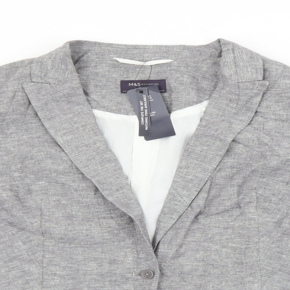 Marks and Spencer Womens Green  Flax Jacket Blazer Size 22