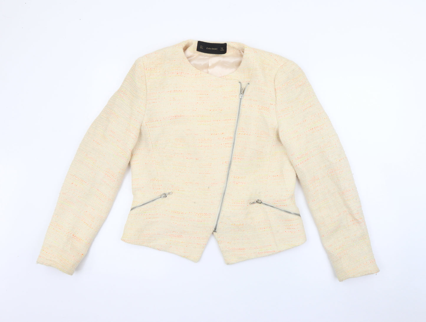 Zara Womens Ivory   Jacket  Size L  Zip