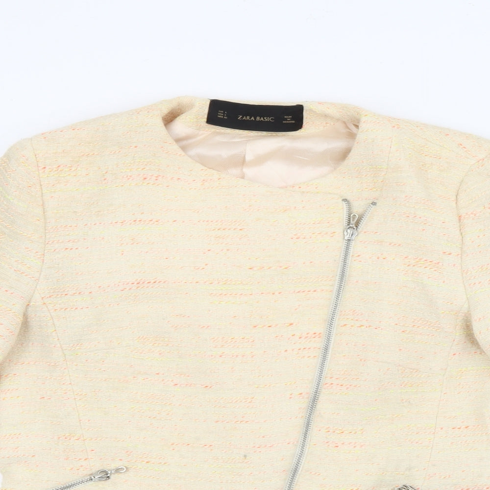 Zara Womens Ivory   Jacket  Size L  Zip