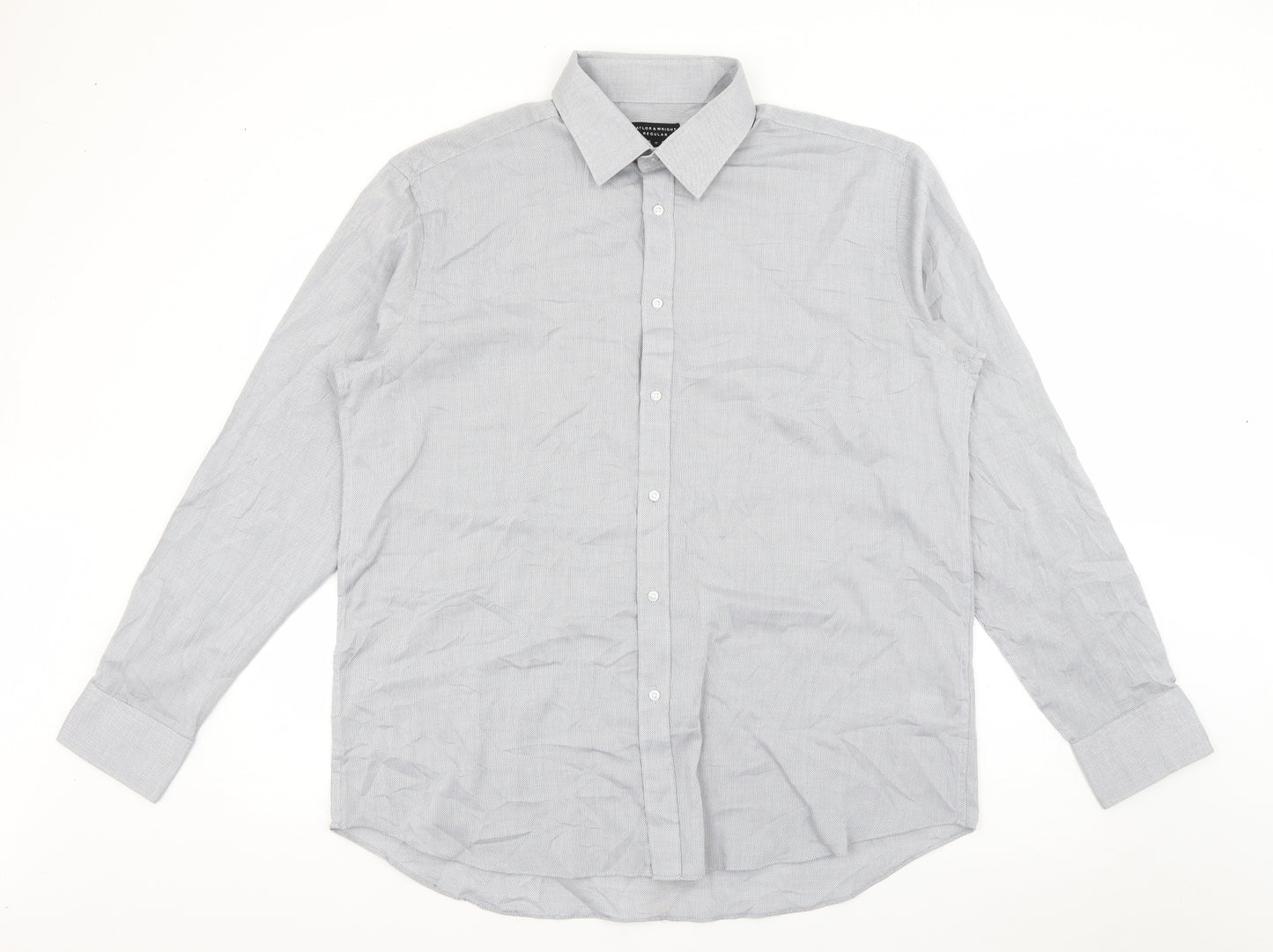 Taylor & Wright Mens Grey  Polyester  Button-Up Size 17 Collared Button
