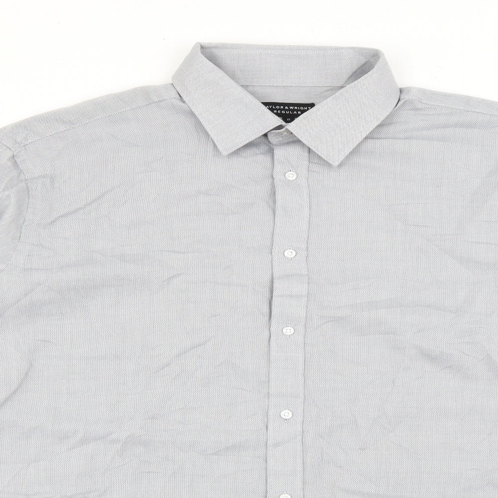 Taylor & Wright Mens Grey  Polyester  Button-Up Size 17 Collared Button