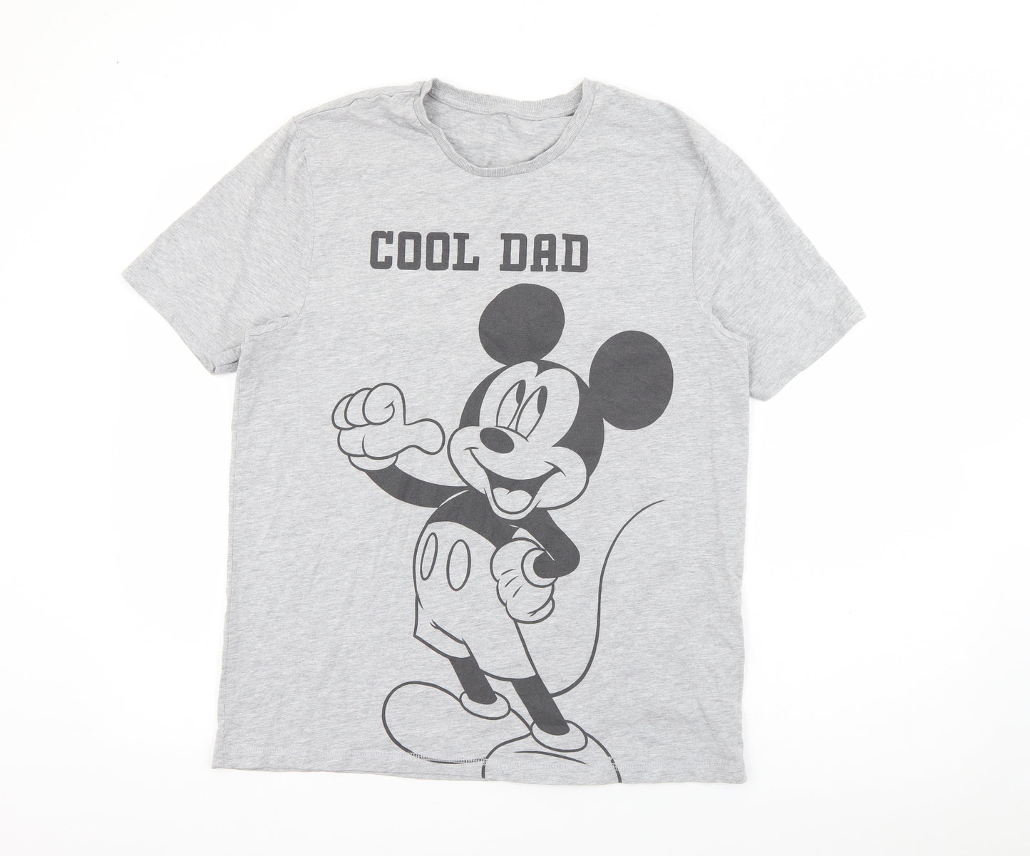 George Mens Grey  Cotton  T-Shirt Size M Crew Neck  - Mickey Mouse Cool Dad
