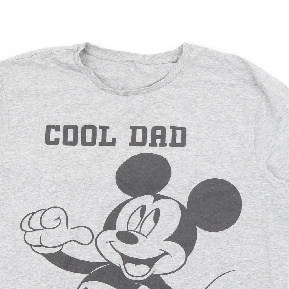 George Mens Grey  Cotton  T-Shirt Size M Crew Neck  - Mickey Mouse Cool Dad
