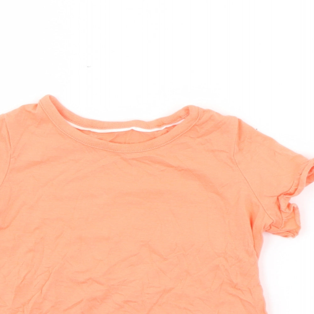 Marks and Spencer Girls Orange  Cotton Pullover T-Shirt Size 18-24 Months Crew Neck