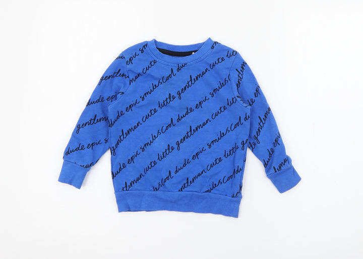Georgeq Boys Blue Geometric Cotton Pullover Sweatshirt Size 2-3 Years