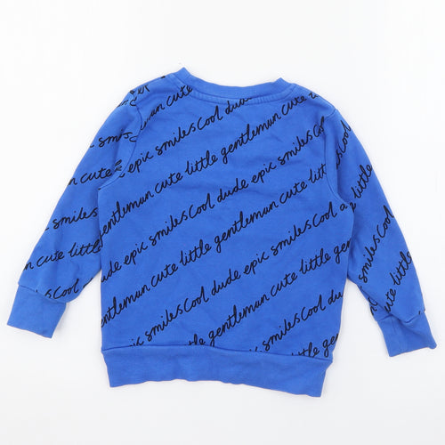 Georgeq Boys Blue Geometric Cotton Pullover Sweatshirt Size 2-3 Years